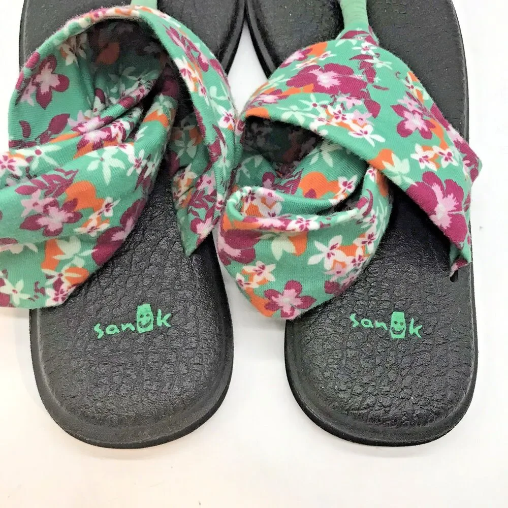 Sanuk Yoga Sling 2 Sandals Women's 8 Multicolor Toe-Post Comfort Flats 1015891